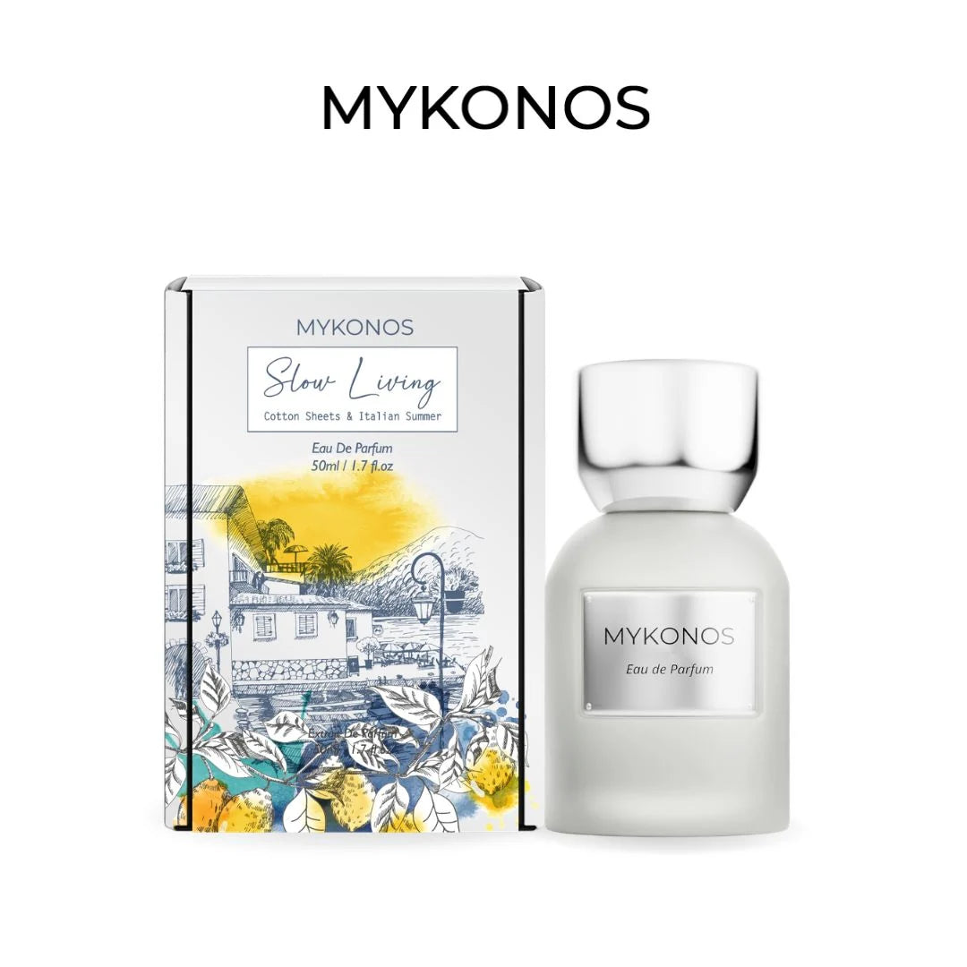 Mykonos Slow Living Eau de Parfum for men and women bottle