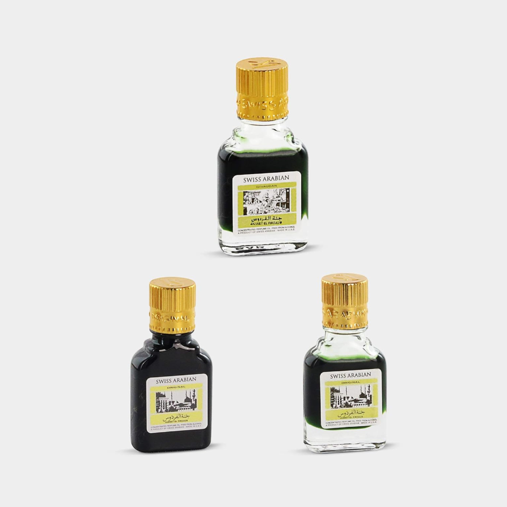Swiss Arabian Jannat ul Firdaus Attar Red, Black & Green (Pack of 3)