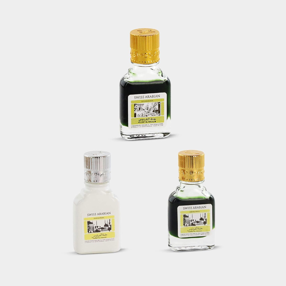 Swiss Arabian Jannat ul Firdaus Attar Red, White & Green (Pack of 3)